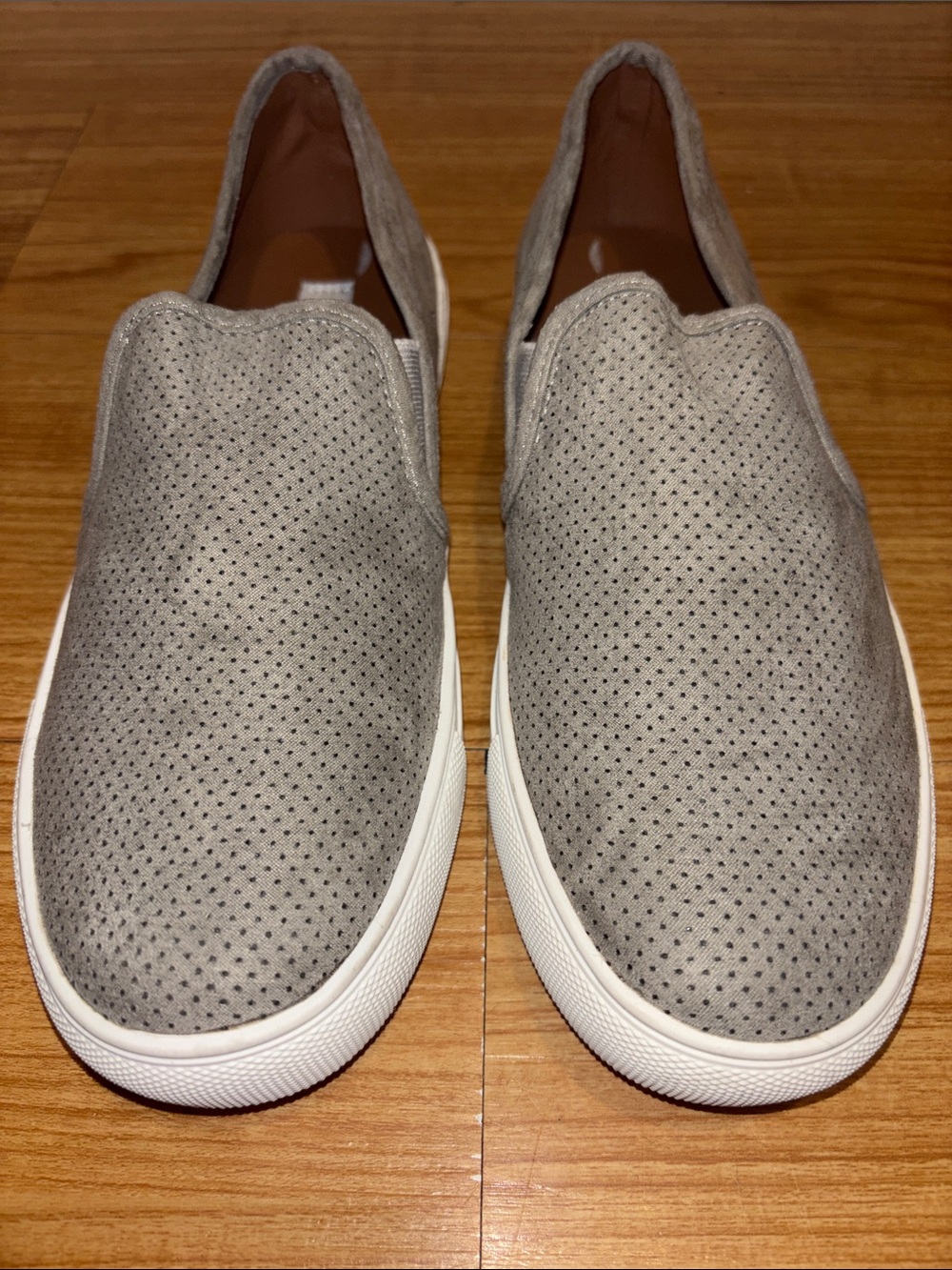 Steve Madden Women's Light Gray Perforated Slip-On Loafers